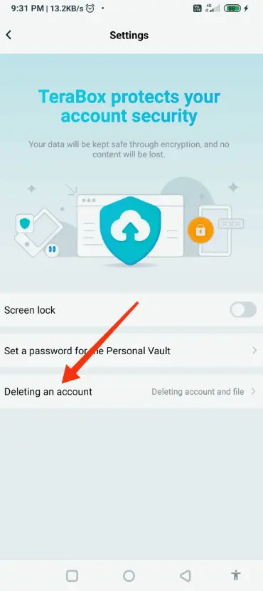 Deleting TeraBox account